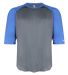 2133 Badger Youth Performance 3/4 Raglan-Sleeve Ba in Graphite/ royal front view