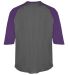2133 Badger Youth Performance 3/4 Raglan-Sleeve Ba in Graphite/ purple back view