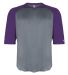 2133 Badger Youth Performance 3/4 Raglan-Sleeve Ba in Graphite/ purple front view