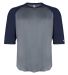 2133 Badger Youth Performance 3/4 Raglan-Sleeve Ba in Graphite/ navy front view