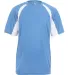 2144 Badger Youth B-Core Two-Tone Hook Tee Columbia Blue/ White front view