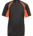 2144 Badger Youth B-Core Two-Tone Hook Tee Graphite/ Safety Orange front view