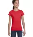 2616 LA T Girls' Fine Jersey Longer Length T-Shirt in Red front view