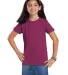 2616 LA T Girls' Fine Jersey Longer Length T-Shirt in Fuchsia front view