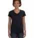 3507 LA T Ladies V-Neck Longer Length T-Shirt in Black front view