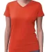 3507 LA T Ladies V-Neck Longer Length T-Shirt in Orange front view