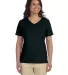 3587 LA T Ladies' V-Neck T-Shirt in Black front view