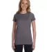 3616 LA T Juniors' Fine Jersey Longer Length T-Shi in Charcoal front view