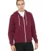 BELLA+CANVAS 3739 Unisex Poly-Cotton Fleece Zip Ho in Maroon front view