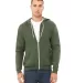 BELLA+CANVAS 3739 Unisex Poly-Cotton Fleece Zip Ho in Military green front view
