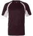 4144 Badger Adult B-Core Short-Sleeve Two-Tone Hoo Maroon/ White front view