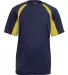4144 Badger Adult B-Core Short-Sleeve Two-Tone Hoo Navy/ Gold front view