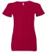 BELLA 6035 Womens Deep V Neck T Shirts in Red front view