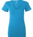 BELLA 6035 Womens Deep V Neck T Shirts in Neon blue front view