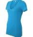 BELLA 6035 Womens Deep V Neck T Shirts in Neon blue side view