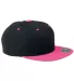 Yupoong 6089M Wool Blend Snapback GREEN Under Bill in Black/ neon pink front view