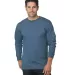 6100 Bayside Adult Long-Sleeve Cotton Tee in Denim front view