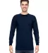 6100 Bayside Adult Long-Sleeve Cotton Tee in Navy front view