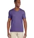 64V00 Gildan Adult Softstyle V-Neck T-Shirt in Heather purple front view