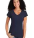 64V00L Gildan Junior Fit Softstyle V-Neck T-Shirt in Navy front view