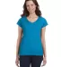 64V00L Gildan Junior Fit Softstyle V-Neck T-Shirt in Sapphire front view