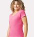 64V00L Gildan Junior Fit Softstyle V Neck T Shirts in Azalea