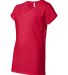64V00L Gildan Junior Fit Softstyle V Neck T Shirts in Cherry red