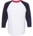 6930 LA T Adult Vintage Baseball T-Shirt in White/navy/red front view