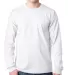 8100 Bayside Adult Long-Sleeve Cotton Tee with Poc White front view