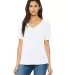 BELLA 8815 Womens Flowy V-Neck T-shirt in White front view