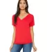 BELLA 8815 Womens Flowy V-Neck T-shirt in Red front view