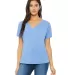 BELLA 8815 Womens Flowy V-Neck T-shirt in Blue triblend front view