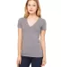 BELLA 8435 Womens Fitted Tri-blend Deep V T-shirt in Grey triblend front view