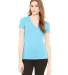 BELLA 8435 Womens Fitted Tri-blend Deep V T-shirt in Aqua triblend front view