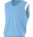 N2340 A4 Adult Moisture Management V-neck Muscle LT BLUE/ WHITE front view