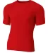 N3130 A4 Short Sleeve Compression Crew SCARLET front view