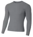 N3133 A4 Long Sleeve Compression Crew GRAPHITE front view