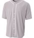 N4184 A4 Adult Short Sleeve Full Button Baseball T in Grey front view