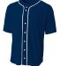 N4184 A4 Adult Short Sleeve Full Button Baseball T in Navy front view