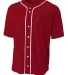 N4184 A4 Adult Short Sleeve Full Button Baseball T CARDINAL front view