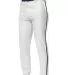 N6178 A4 Adult Pro Style Elastic Bottom Baseball P WHITE/ BLACK front view