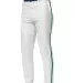 N6178 A4 Adult Pro Style Elastic Bottom Baseball P WHITE/ FOREST front view
