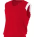 NB2340 A4 Youth Moisture Management V-neck Muscle SCARLET/ WHITE front view