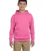JERZEES 996Y NuBlend Youth Hooded Pullover Sweatsh in Neon pink front view