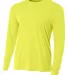 NB3165 A4 Youth Cooling Performance Long Sleeve Cr SAFETY YELLOW front view