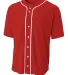 NB4184 A4 Youth Short Sleeve Full Button Baseball  SCARLET RED front view