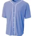 NB4184 A4 Youth Short Sleeve Full Button Baseball  LIGHT BLUE front view