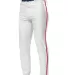 NB6178 A4 Youth Pro Style Elastic Bottom Baseball  WHITE/ SCARLET front view