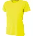NW3201 A4 Women's Cooling Performance Crew T-Shirt SAFETY YELLOW front view