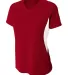 NW3223 A4 Women's Color Blocked Performance V-Neck CARDINAL/ WHITE front view